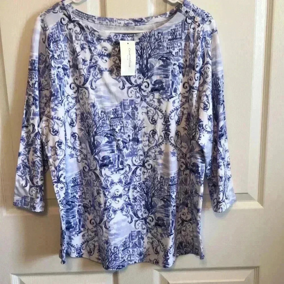 Charter Club Tops - Charter Club Plus Printed Pullover Top Size 0X
